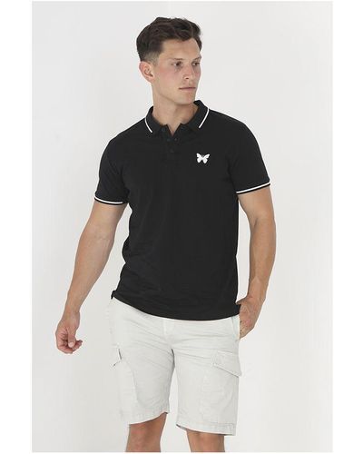 Good For Nothing Black Short Sleeve Polo Shirt With Contrast Tipping - White