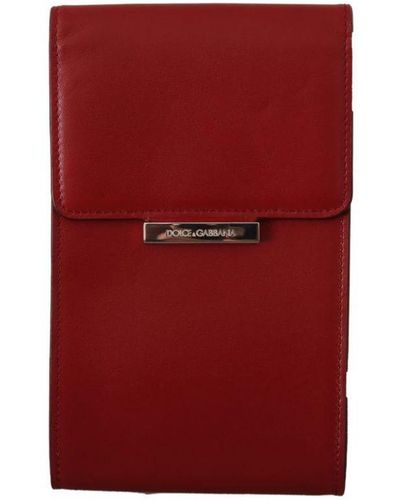 Dolce & Gabbana Leather Wallet Keyring Pouch Slot Pocket - Red
