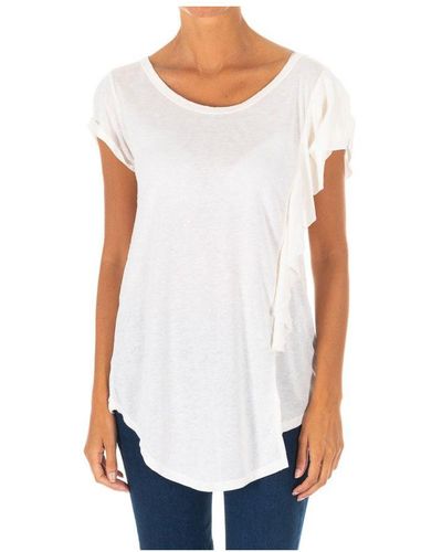 Met S Short Sleeve Round Neck T-shirt 10dmt0277 Viscose - White