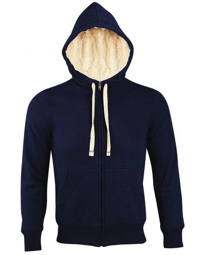 Sol's Sherpa Zip-up Hooded Sweatshirt / Hoodie (franse Marine) - Blauw