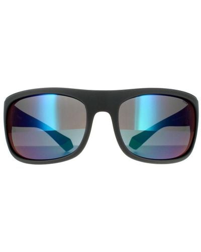 Polaroid Wrap Mirror Polarized Sunglasses - Blue
