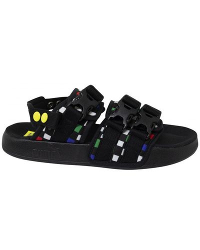 PUMA X Leadcat Chinatown Market Triple Strap Slip On Sandals 370188 01 Textile - Black