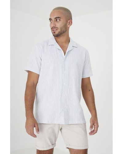 Brave Soul 'Durango' Cotton Short Sleeve Revere Collar Shirt - White