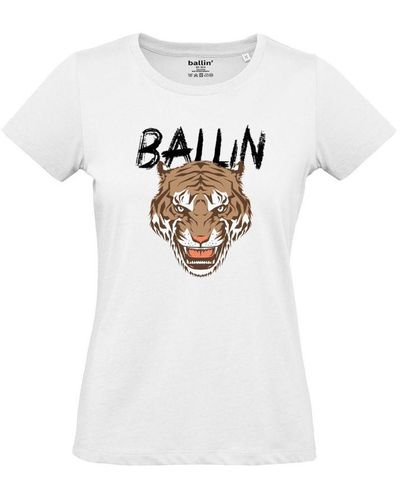 Ballin Amsterdam Est. 2013 Tee Ss Tiger Shirt Wit