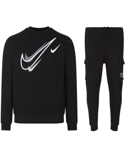 Nike Sportswear Multi Swoosh Graphic Fleece Tracksuit Set - Black