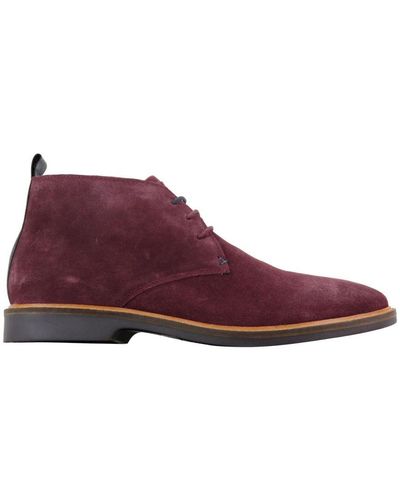 House Of Cavani Suede Lace Up Chukka Boots - Red