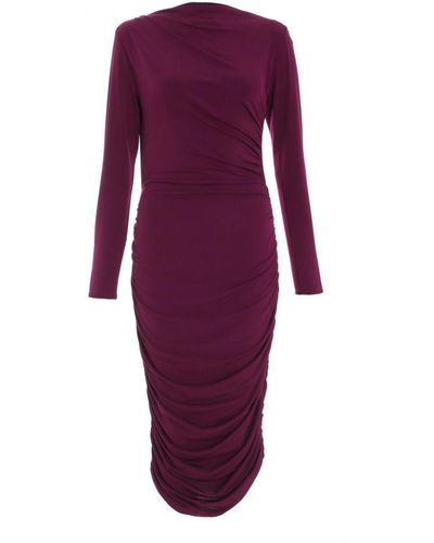 Quiz High Neck Midi Dress - Purple