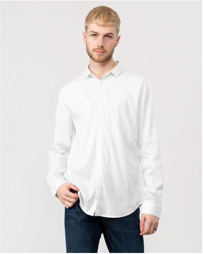 Armani Exchange Long Sleeve Bi-Stretch Shirt - White
