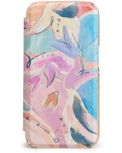 Ted Baker Sardina Art Print Iphone 14 Pro Mirror Case - White