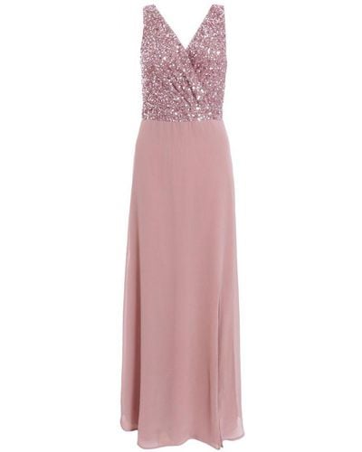Quiz Mauve Embellished Chiffon Maxi Dress - Pink