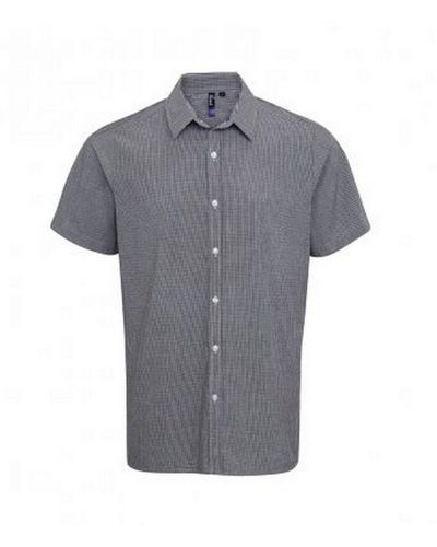 PREMIER Gingham Short Sleeve Shirt (/) Cotton - Grey