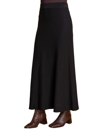 Roman Plain Knitted Midi Skirt - Black