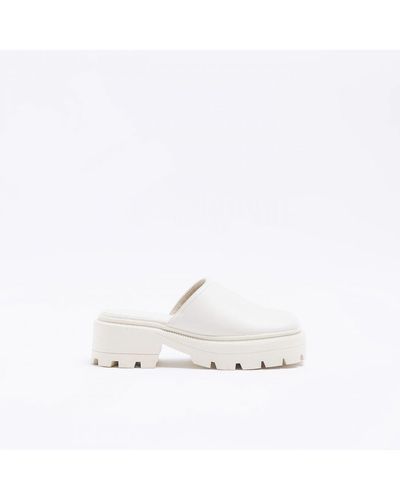 River Island Chunky Shoes Pink Backless - White