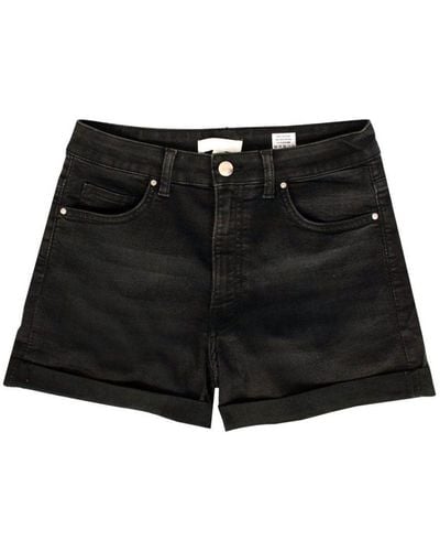 H&M Denim Turn Hem Shorts Cotton - Black