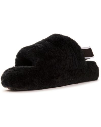 Aus Wooli Australia Sheepskin Wool Sorrento Sandals - Black