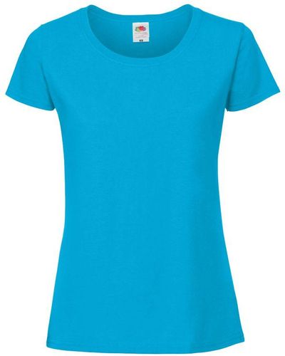 Fruit Of The Loom Vrouwen / Dames Ringgesponnen Premium T-shirt (azuurblauw)