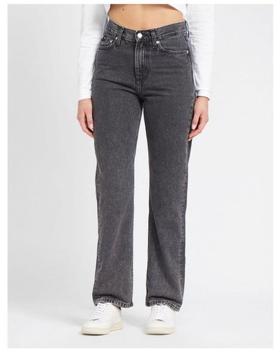 Calvin Klein S High Rise Straight Jeans - Grey