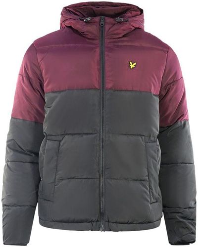 Lyle & Scott Colourblock Puffer Jacket - Purple