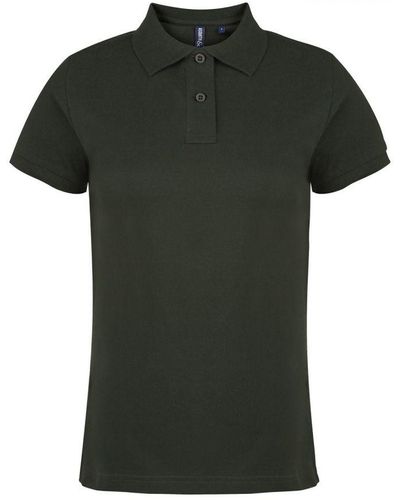 Asquith & Fox Ladies Plain Short Sleeve Polo Shirt (Bottle) - Green