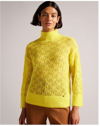 Ted Baker Kcarly Long Sleeve Pointelle Jumper, Light - Yellow