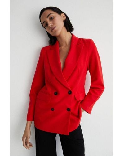 Warehouse Double Breasted Blazer - Red