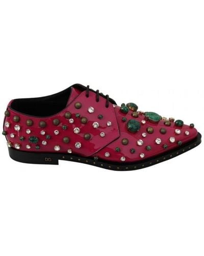 Dolce & Gabbana Leather Crystals Dress Broque Shoes - Red