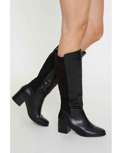 Wallis Haven Classic Medium Block Heeled Knee High Boots - Black