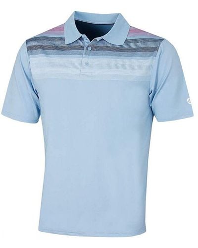 Island Green Matrix Print Blue Golf Polo Shirt