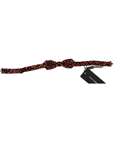 Dolce & Gabbana Oranje Zwart Patroon Verstelbare Hals Papillon Strik - Bruin