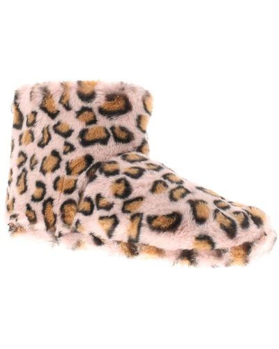 Kisses Slipper Penny Bootee Leopard Print Assorted - Pink