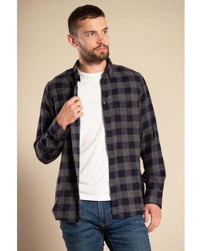 French Connection Cotton Flannel Long Sleeve Shirt - Blue