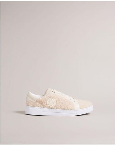 Ted Baker Dilliah Faux Shearling Cupsole Trainer - Natural