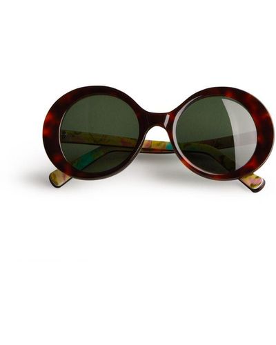 Ted Baker Sixties 1960'S Round Frame Sunglasses, Tortoiseshell - Green