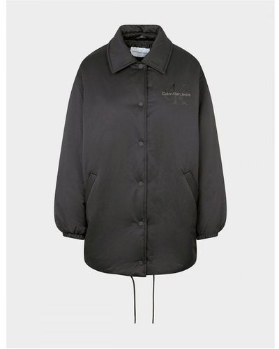 Calvin Klein 's Oversized Padded Coach Jacket In Black - Grijs