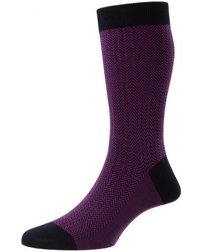 Pantherella Fabian Herringbone Sock - Purple