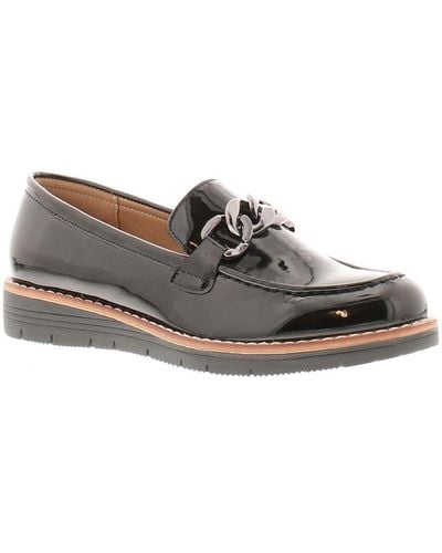 Apache Flat Shoes Loafers Ledge Slip On Pu - Grey