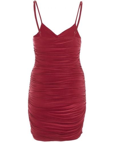 Quiz Ruched Mini Dress - Red