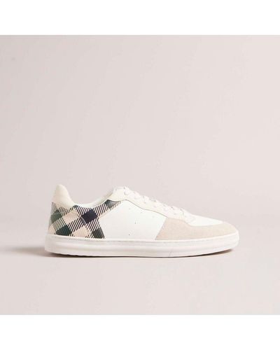 Ted Baker Barkerg Leather & Suede House Check Trainers - Natural
