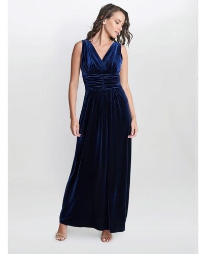 Gina Bacconi Patricia Sleeveless Velvet Maxi Dress - Blue
