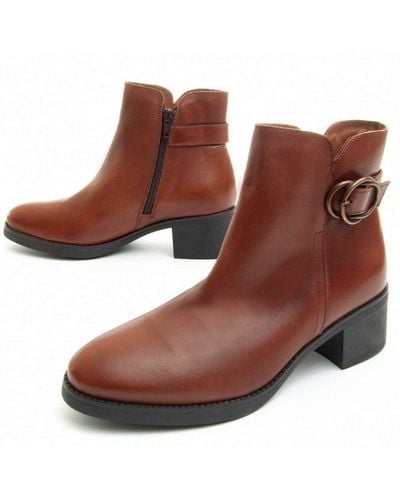 Purapiel Ankle Boot Grana In Brown Leather