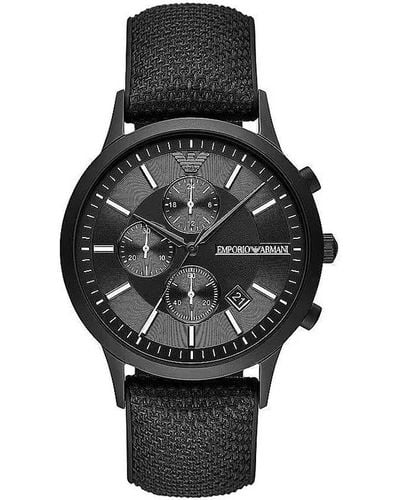 Emporio Armani Black Silicone And Steel Chronograph Watch