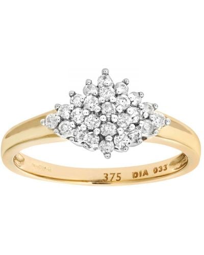 DIAMANT L'ÉTERNEL 9ct Geelgouden Diamanten Cluster Ring - Wit