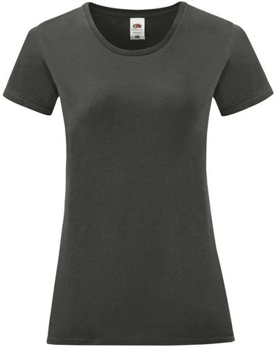 Fruit Of The Loom Ladies Iconic T-Shirt (Light Graphite) - Black
