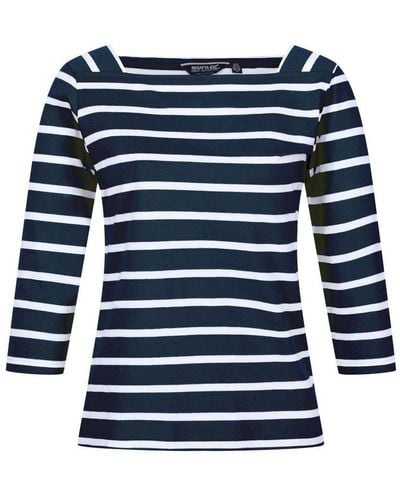 Regatta Polexia Stripe T-shirt (marine / Wit) - Blauw