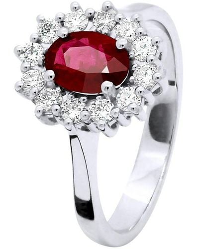 Diadema Marquise Ring Ruby 0,95 Cts Diamond 0,36 Cts White Gold 18 Karaat - Wit