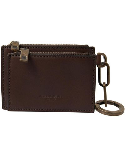 Dolce & Gabbana Leather Zip Keyring Coin Purse Wallet - Brown