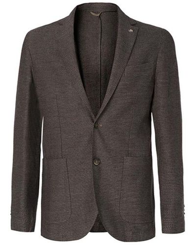 Hackett Hackett, Textured Piquet Cotton Lined Jacket In Brown - Zwart