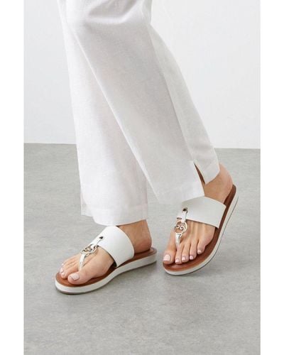 Wallis Fiorella Hardware Detail Toe Post Flat Sandals - White