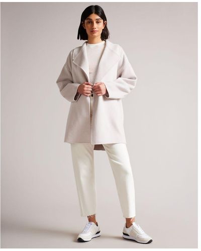 Ted Baker Caysa Cocoon Coat With Oversized Collar - Natural