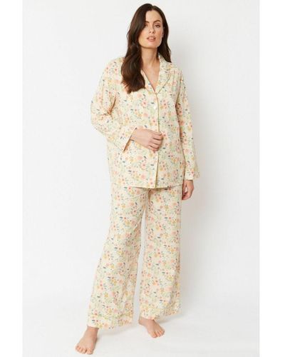 Jayley Floral Cotton Pyjamas - Natural